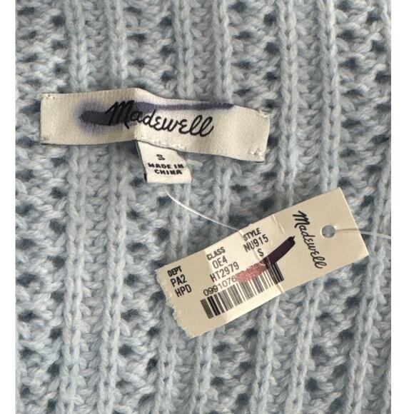 NWT Madewell Pointelle Stitch Mockneck Sweater Heather Pale Dawn Light Blue S - Picture 6 of 10